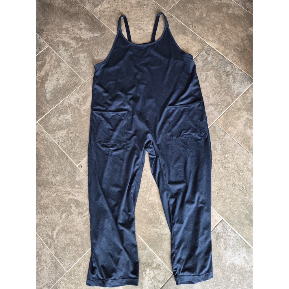 NWOT Zyia Active Womens Navy Blue Relaxed Wide Leg Jumpsuit Pockets Size XS
